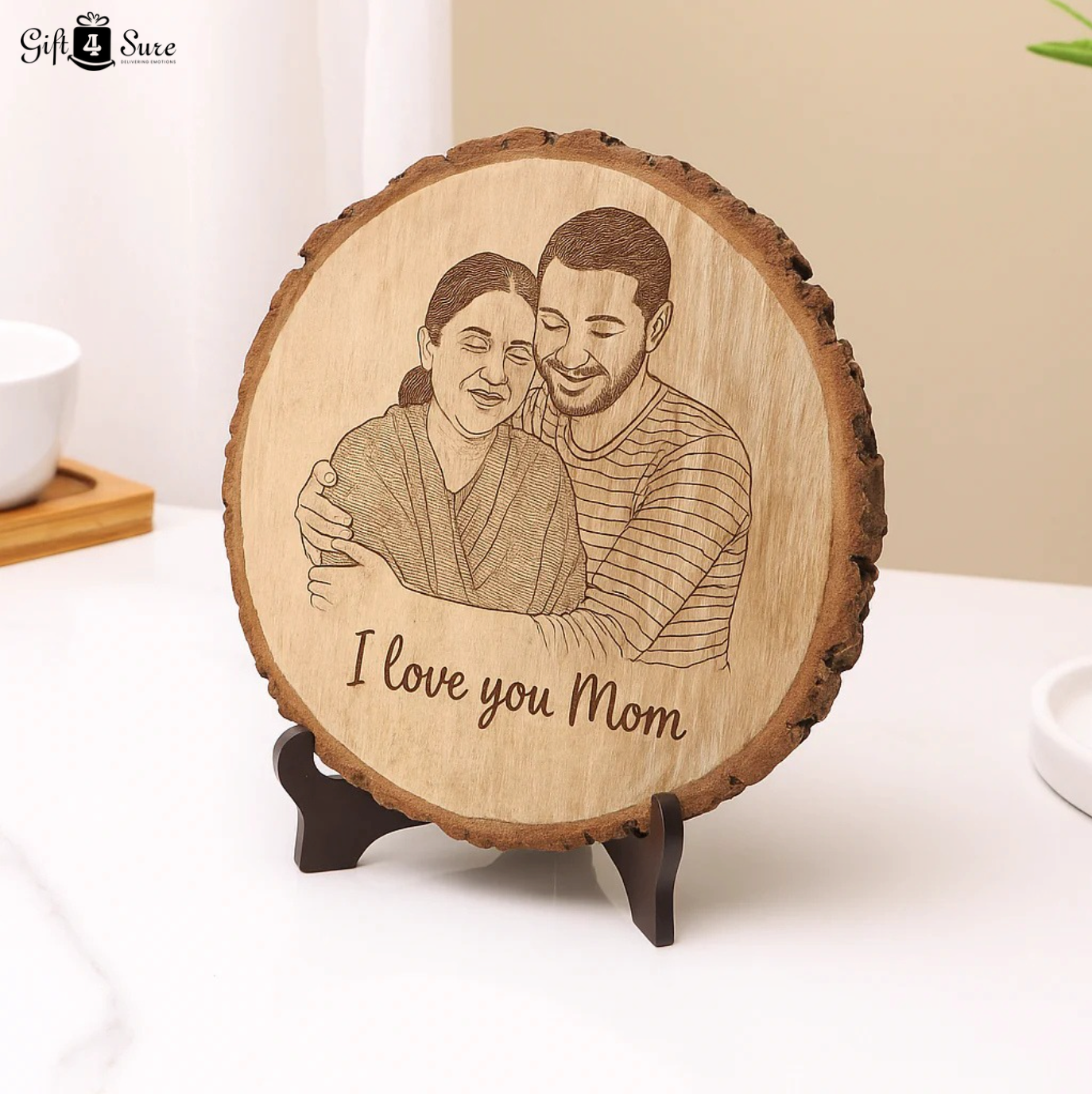 NATURAL WOODEN SLICE PHOTO FRAME
