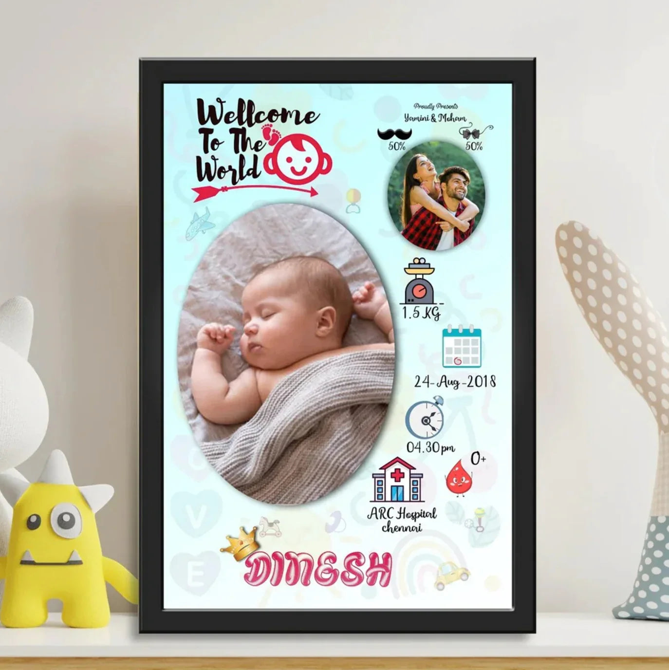 🎁 BABY BIRTH PHOTO FRAME - 5 (100% off)
