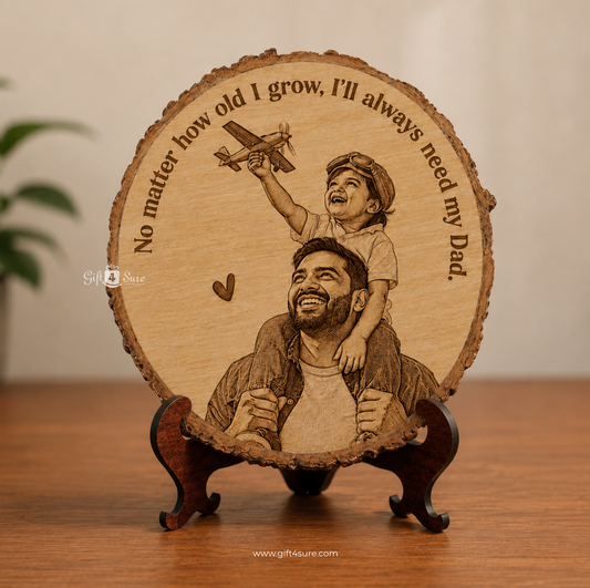 🎁 FATHER'S DAY NATURAL WOODEN SLICE PHOTO FRAME (100% off)