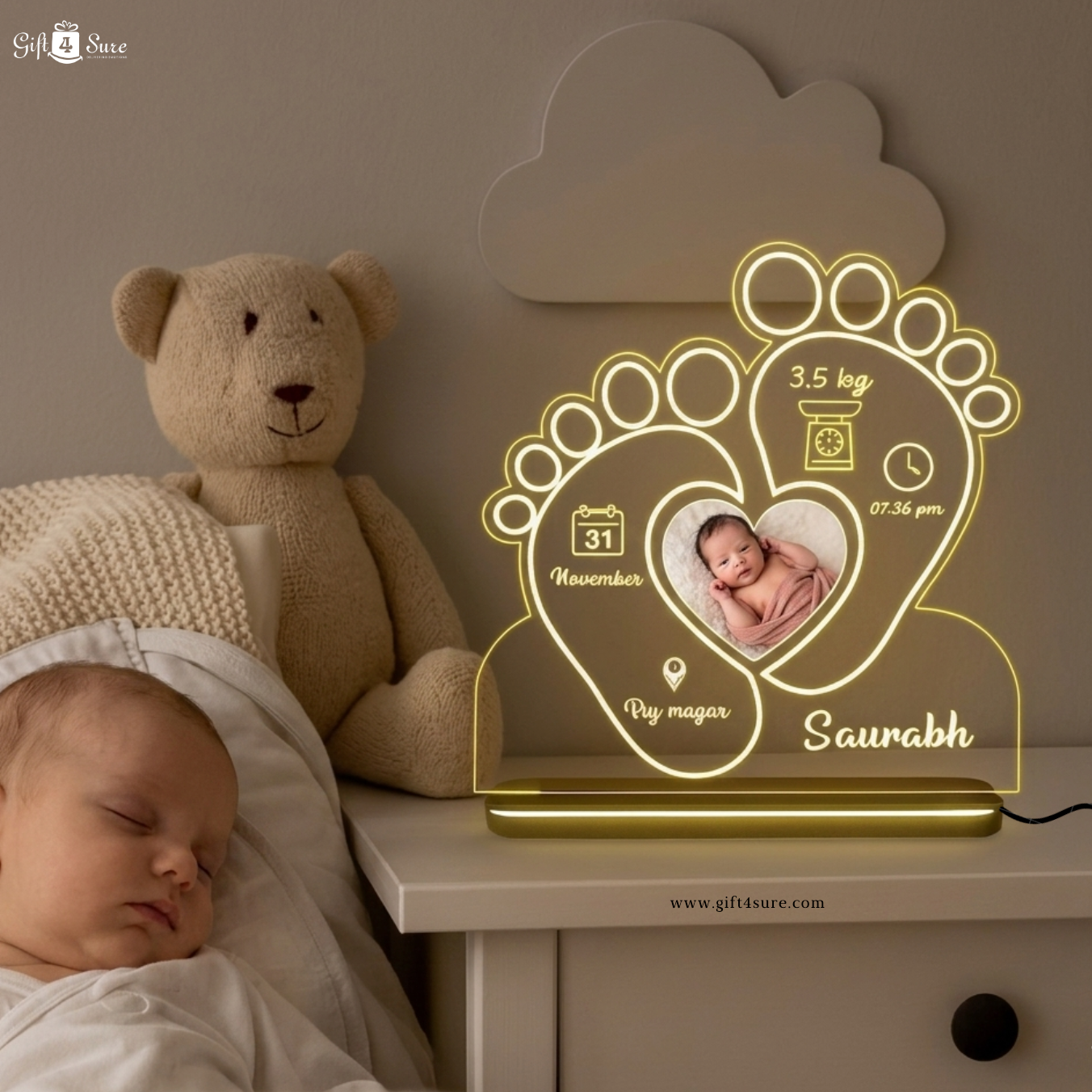 BABY FOOTPRINT ACRYLIC LED LAMP
