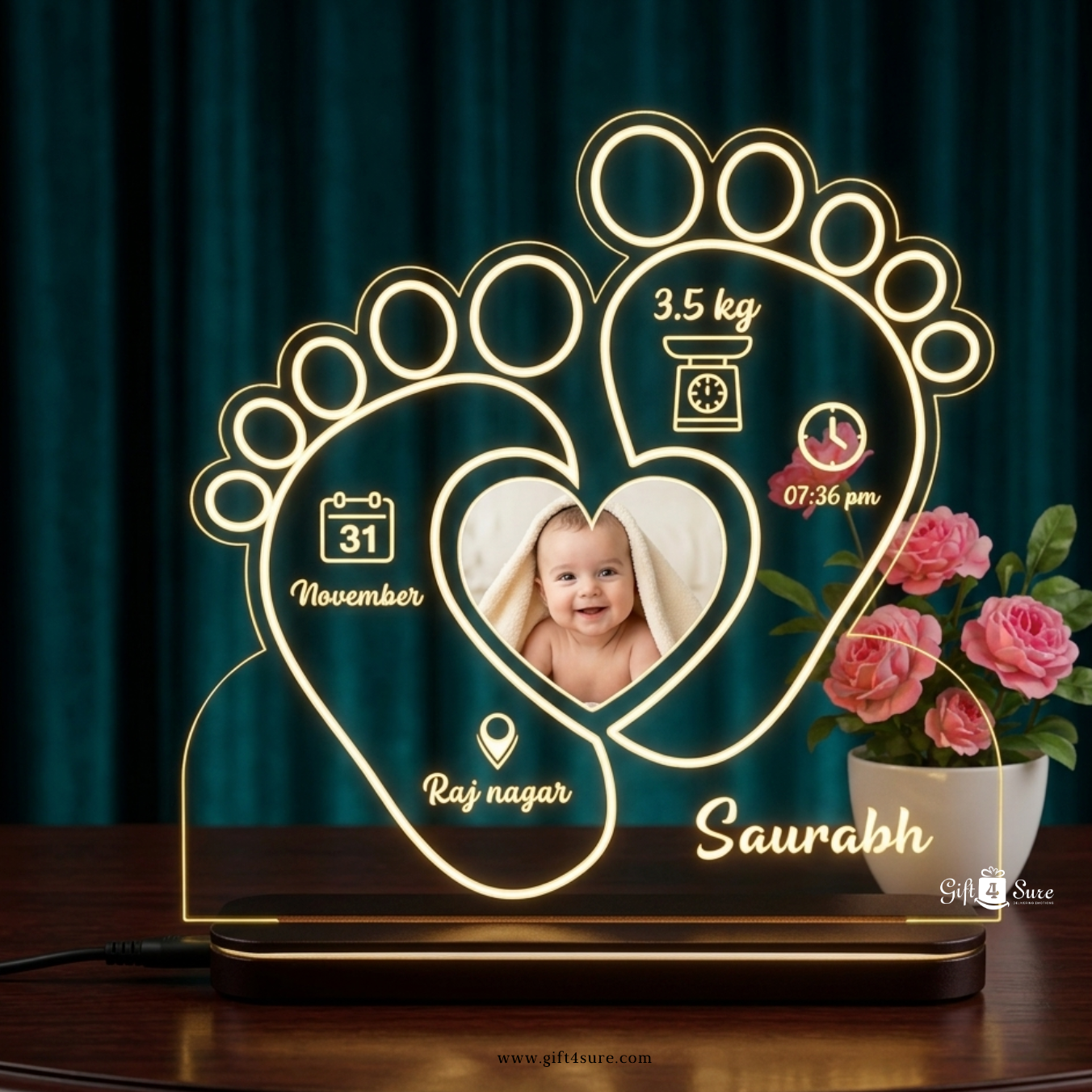 BABY FOOTPRINT ACRYLIC LED LAMP