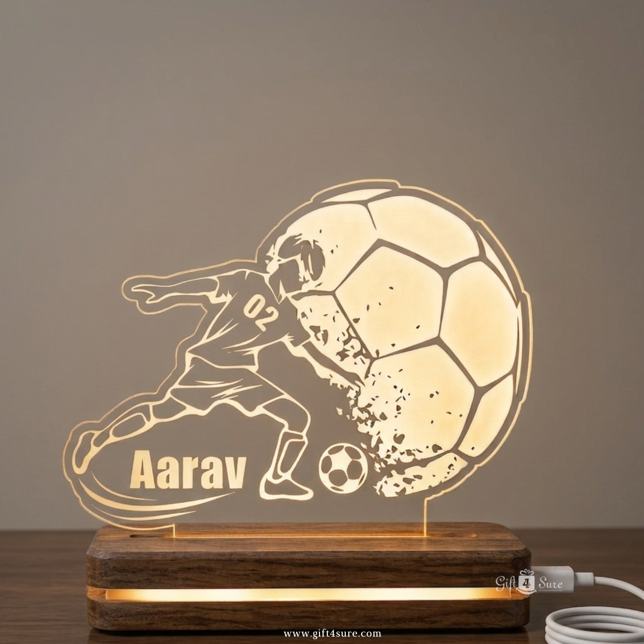 PERSONALISED FOOTBALL ACRYLIC LED LAMP (MULTICOLOR)