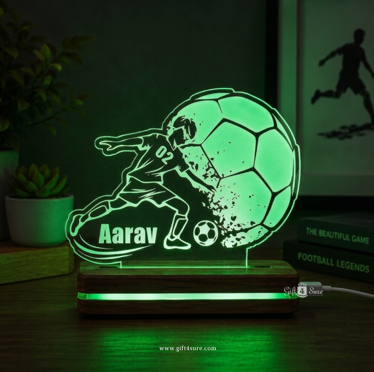 PERSONALISED FOOTBALL ACRYLIC LED LAMP (MULTICOLOR)