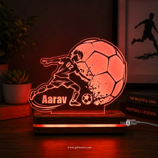 PERSONALISED FOOTBALL ACRYLIC LED LAMP (MULTICOLOR)