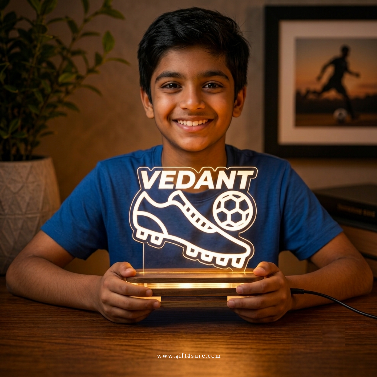 PERSONALISED FOOTBALL & CLEATS NIGHT LAMP-2