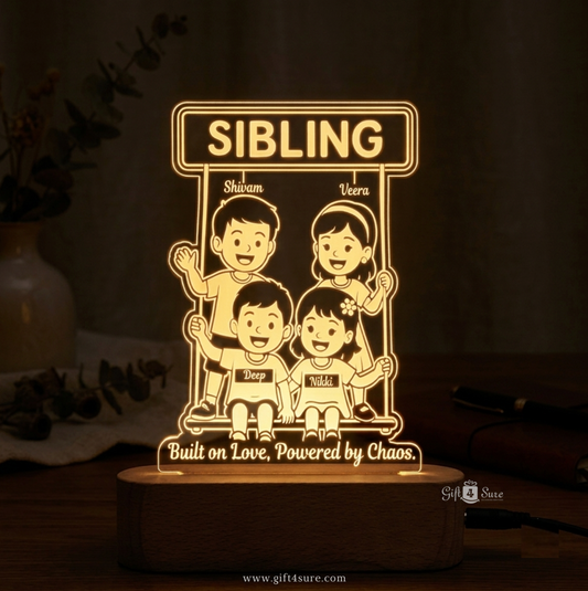 PERSONALIZED SIBLING LED LAMP WITH NAMES
