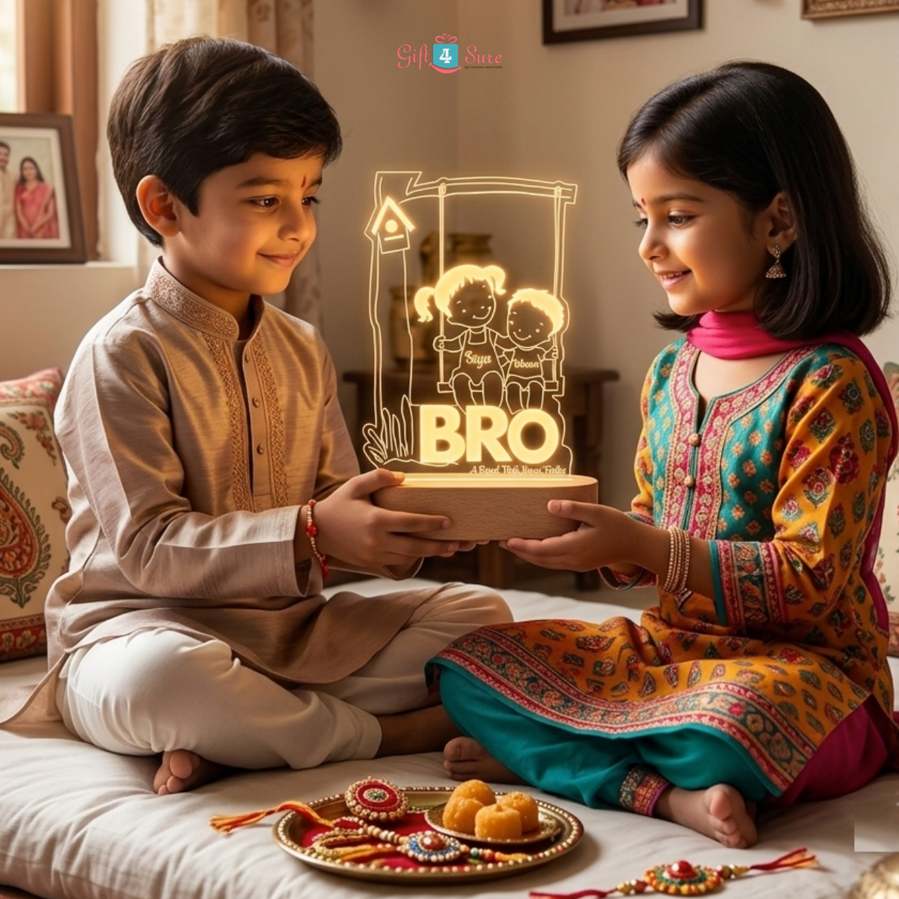 PERSONALIZED BRO/ SIS LED LAMP