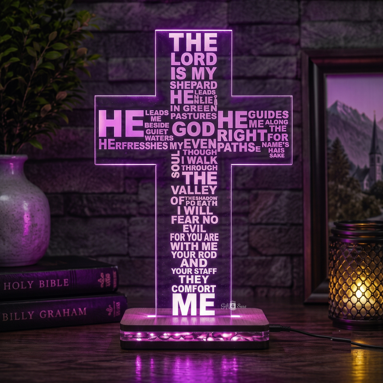 CRUCIFIX HOLY CROSS ACRYLIC LED LAMP (MULTICOLOR)
