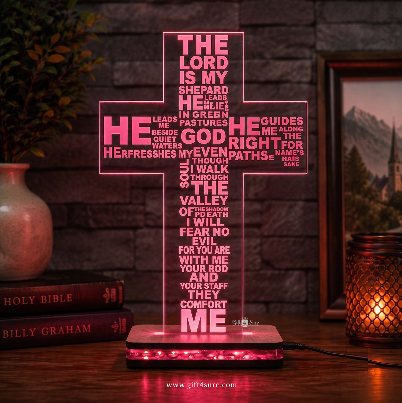 CRUCIFIX HOLY CROSS ACRYLIC LED LAMP (MULTICOLOR)
