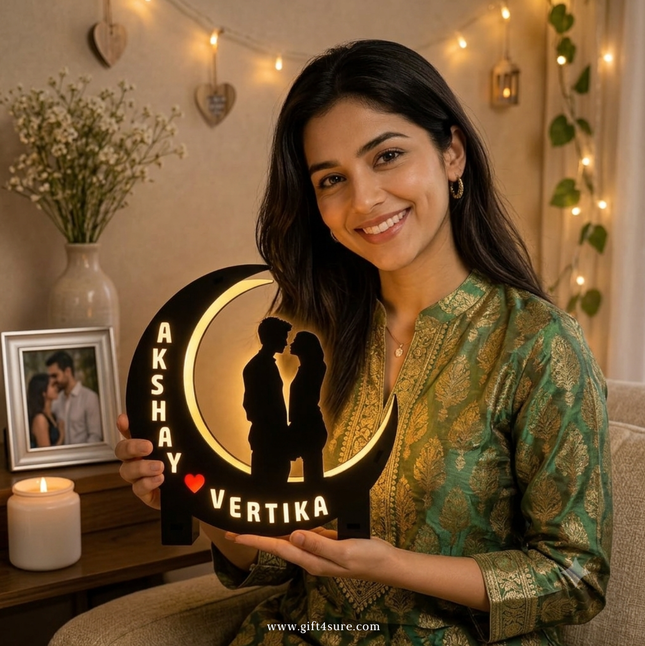 PERSONALIZED COUPLE MOON LED LAMP