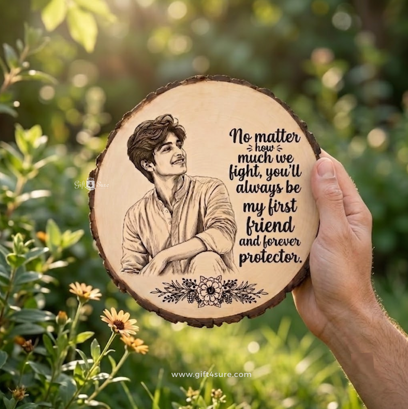 NATURAL WOODEN SLICE PHOTO FRAME- 4