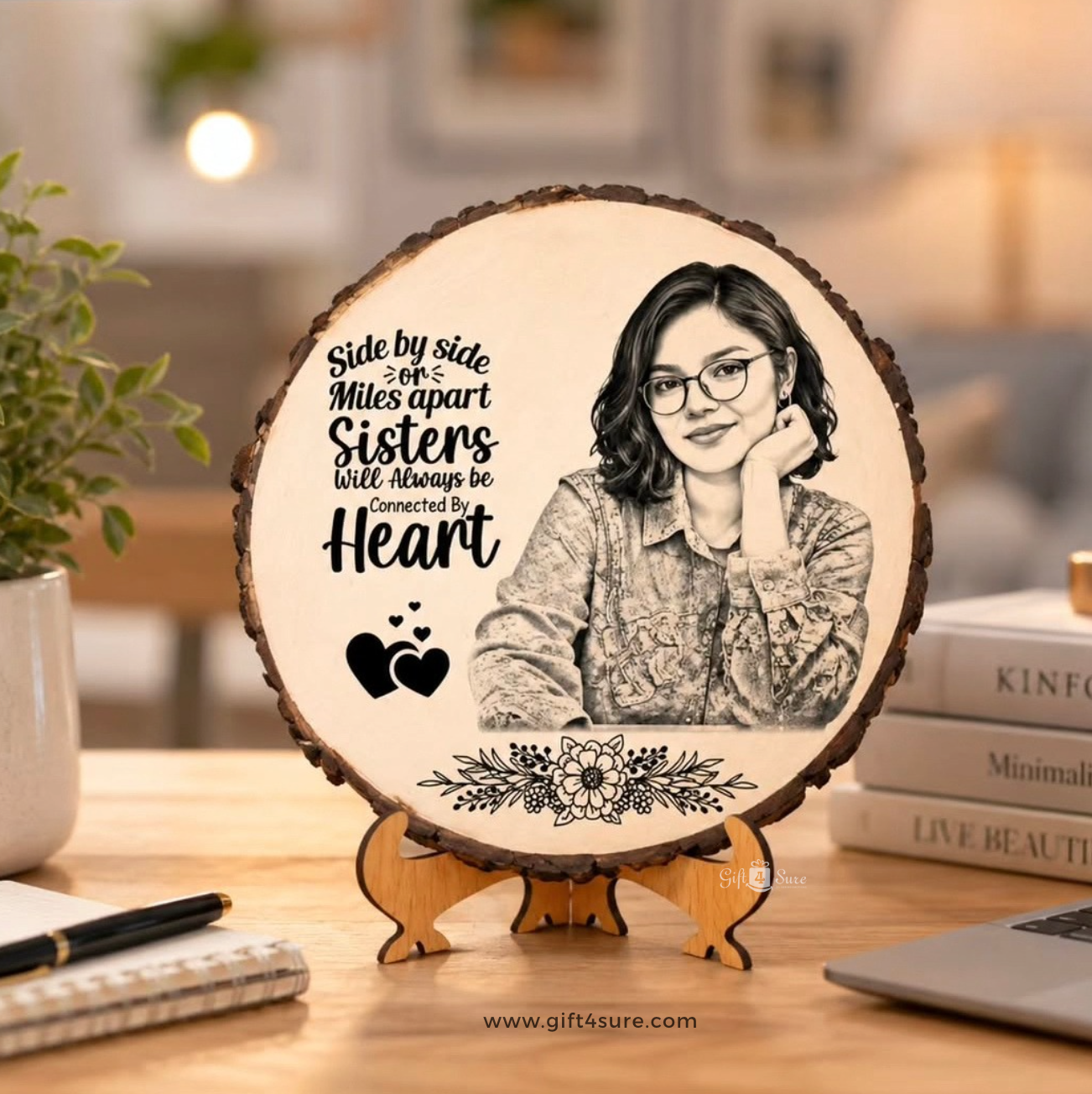 NATURAL WOODEN SLICE PHOTO FRAME- 3