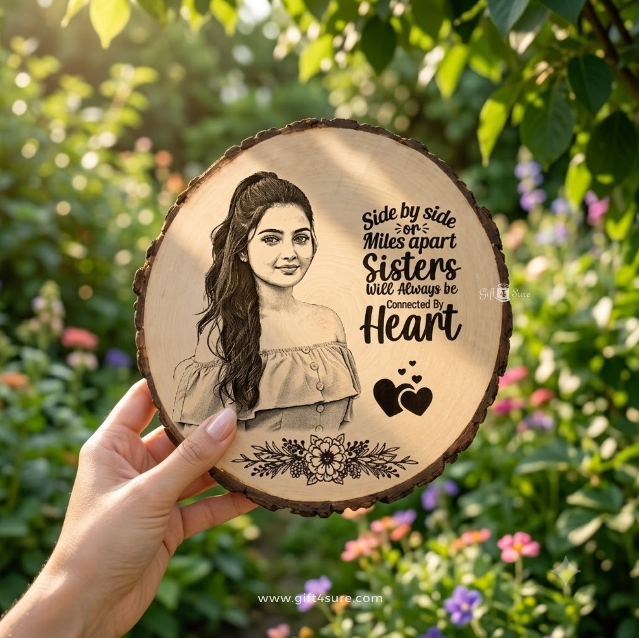 NATURAL WOODEN SLICE PHOTO FRAME- 3
