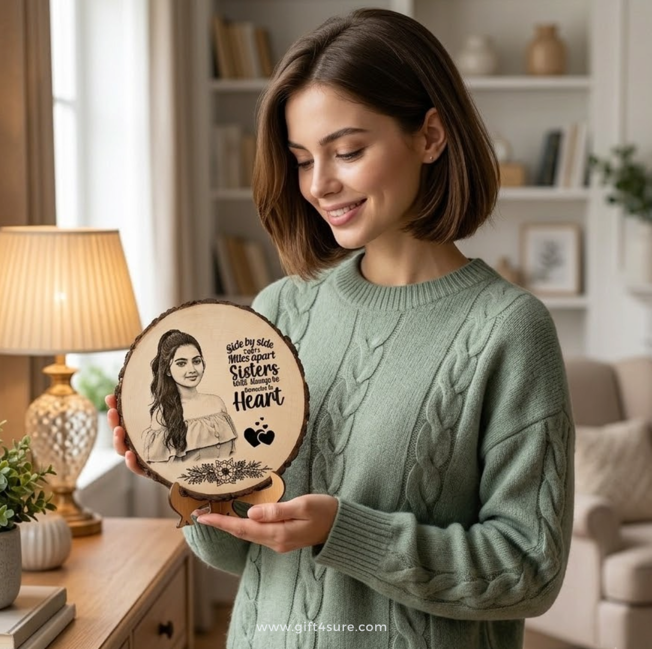 NATURAL WOODEN SLICE PHOTO FRAME- 3