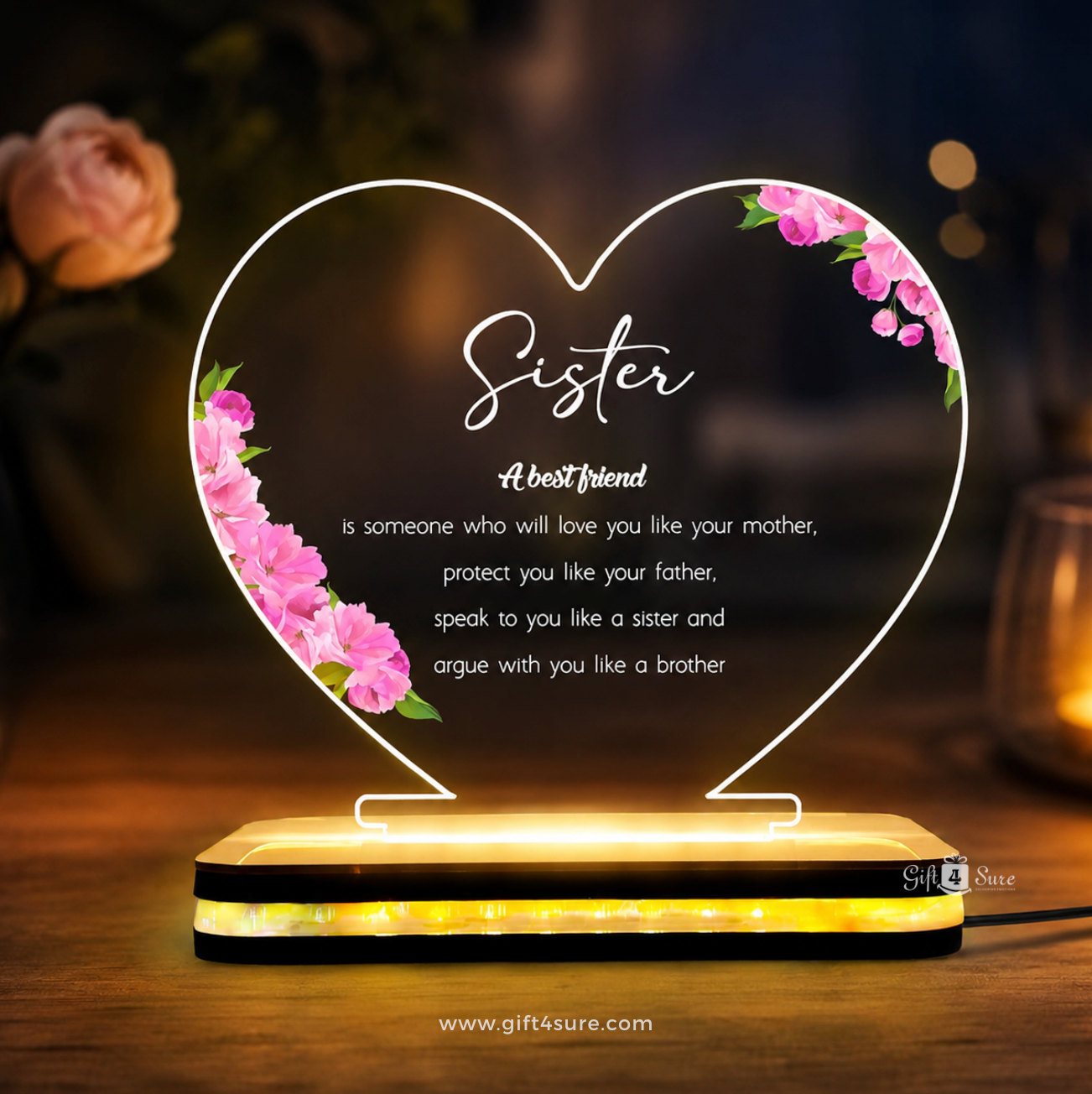 SISTER HEART ACRYLIC LED LAMP