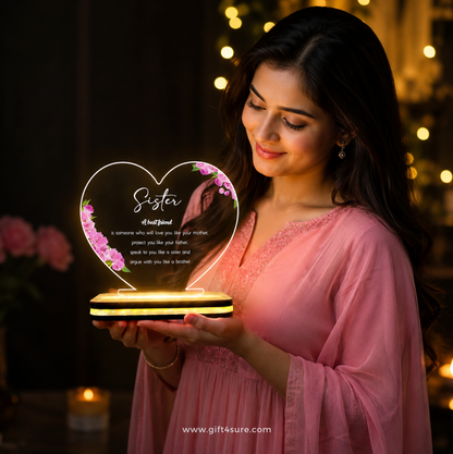 SISTER HEART ACRYLIC LED LAMP