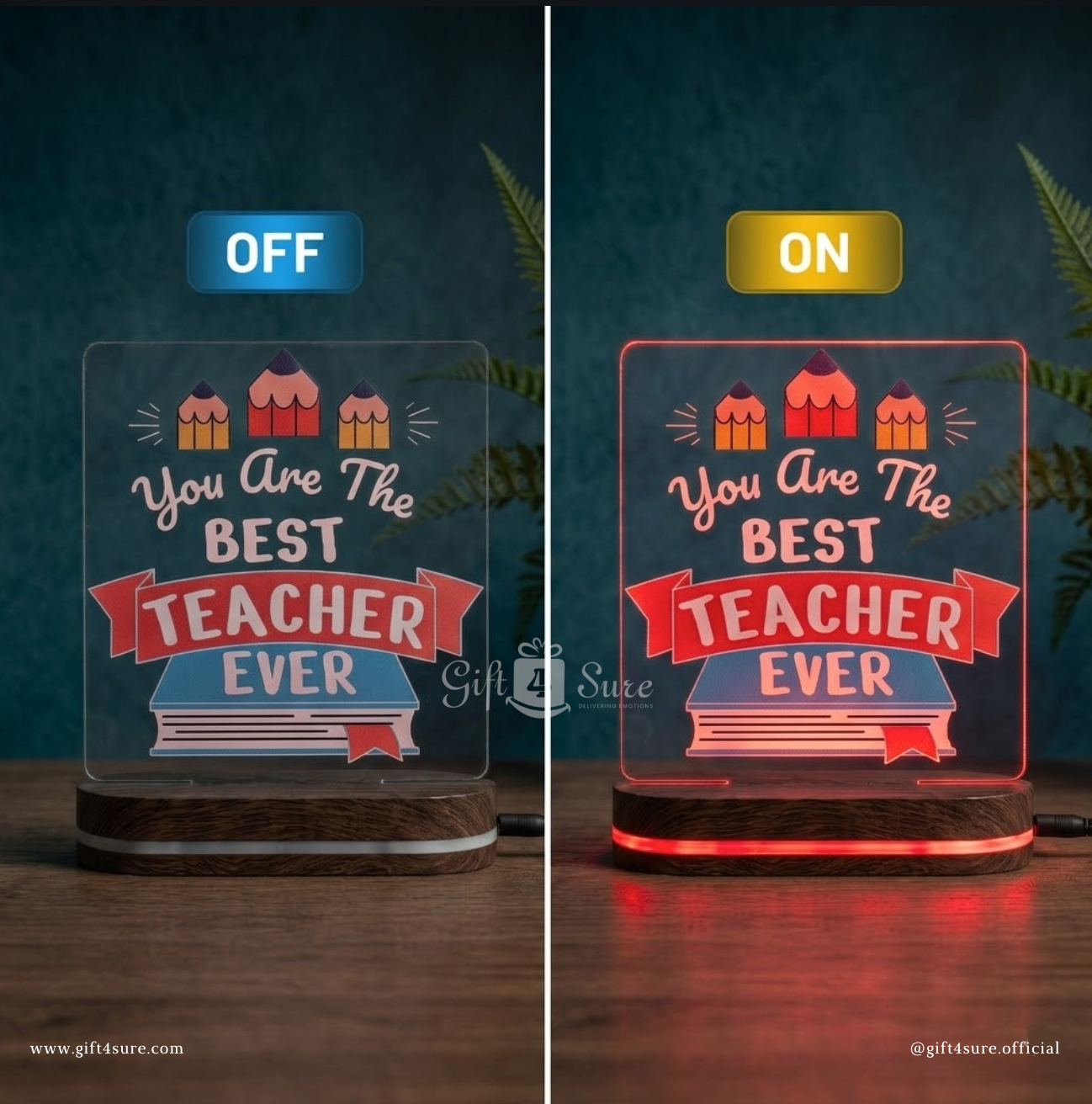 BEST TEACHER ACRYLIC LED LAMP (MULTICOLOR)