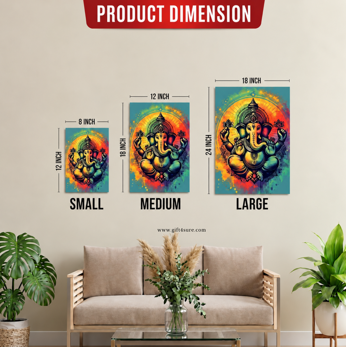 LORD GANESHA ACRYLIC WALL FRAME