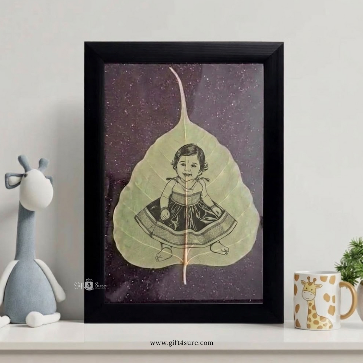 DRIED LEAF BABY PHOTO ART FRAME