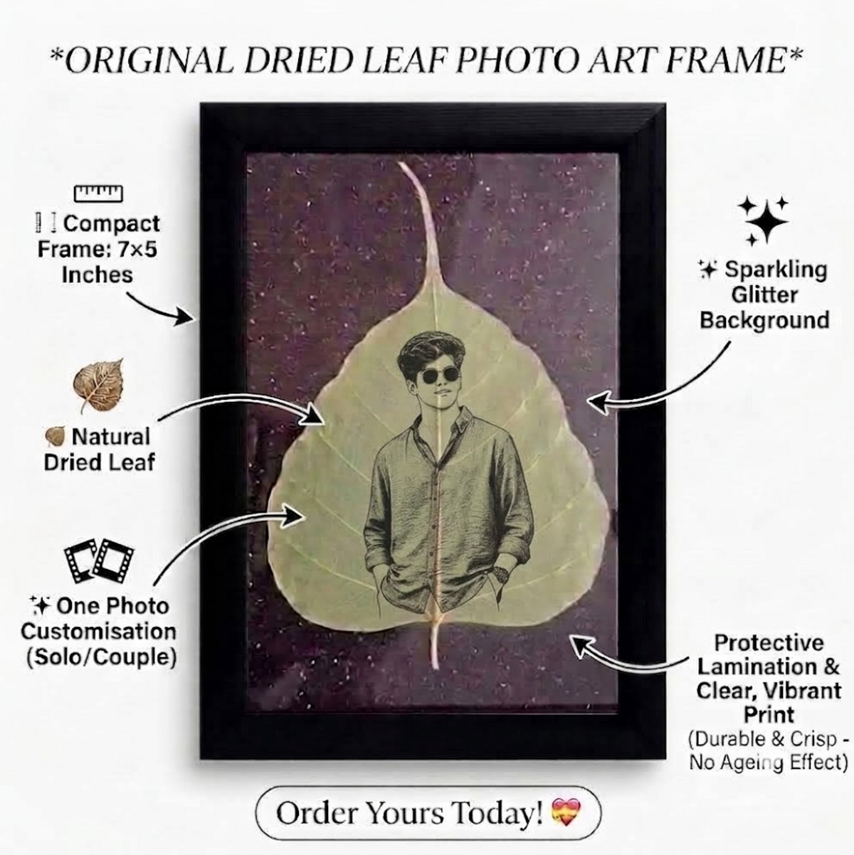 ORIGINAL DRIED LEAF PHOTO ART FRAME-2