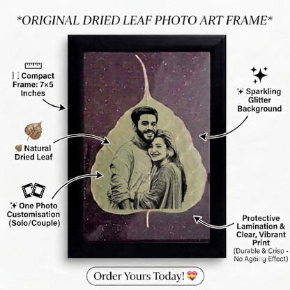 DRIED LEAF COUPLE PHOTO ART FRAME