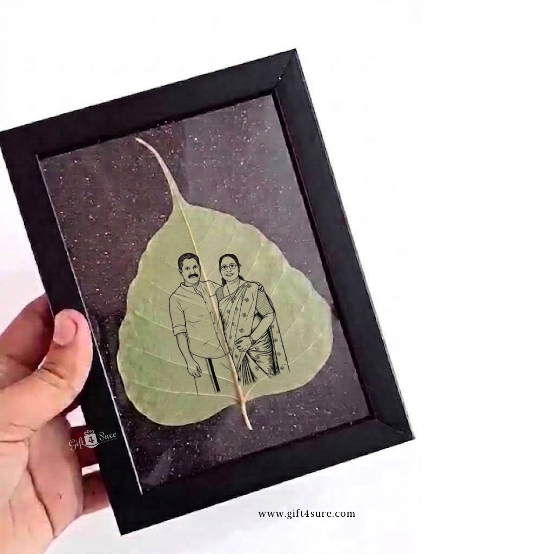 DRIED LEAF COUPLE PHOTO ART FRAME