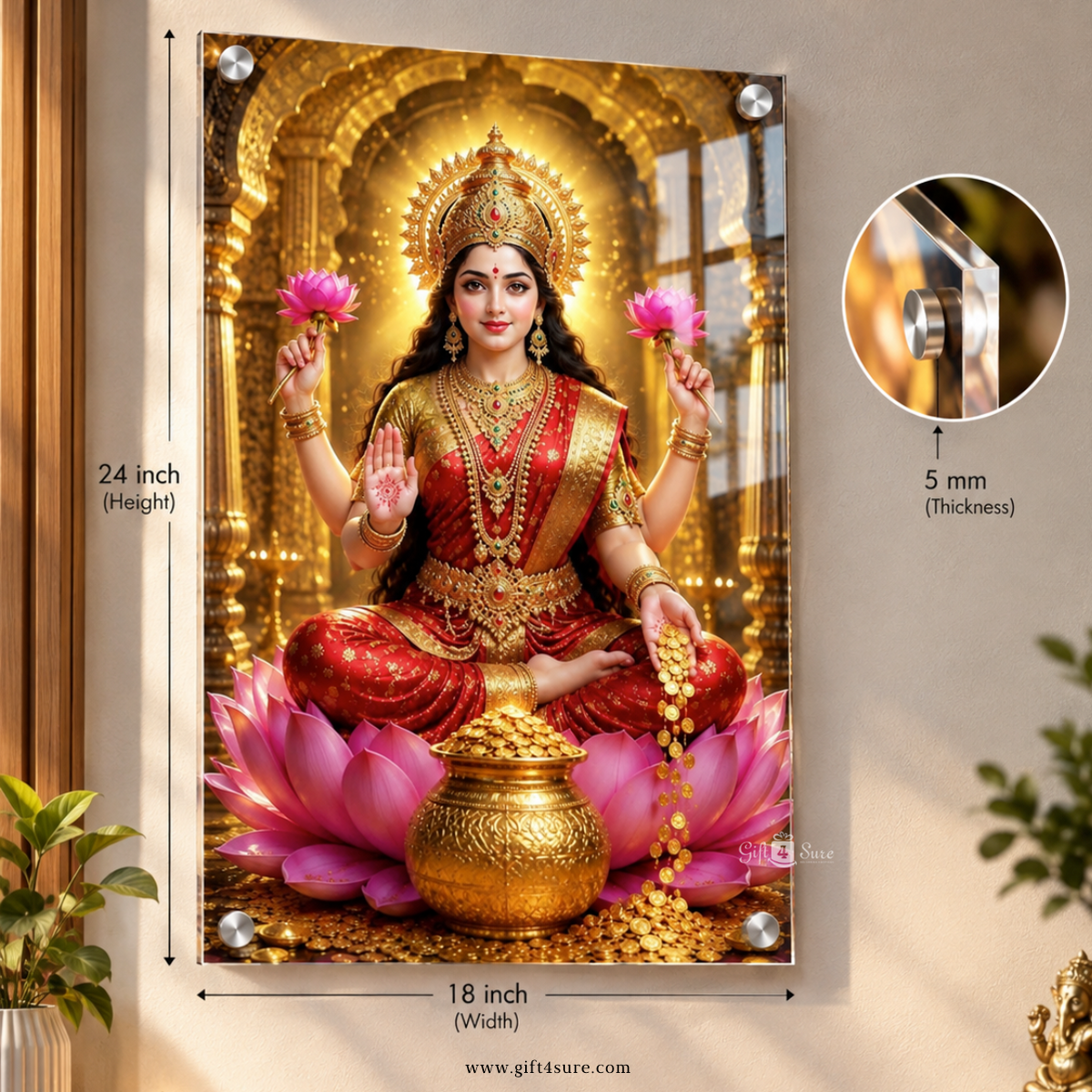 GODDESS LAXMI ACRYLIC UV PRINTED FRAME