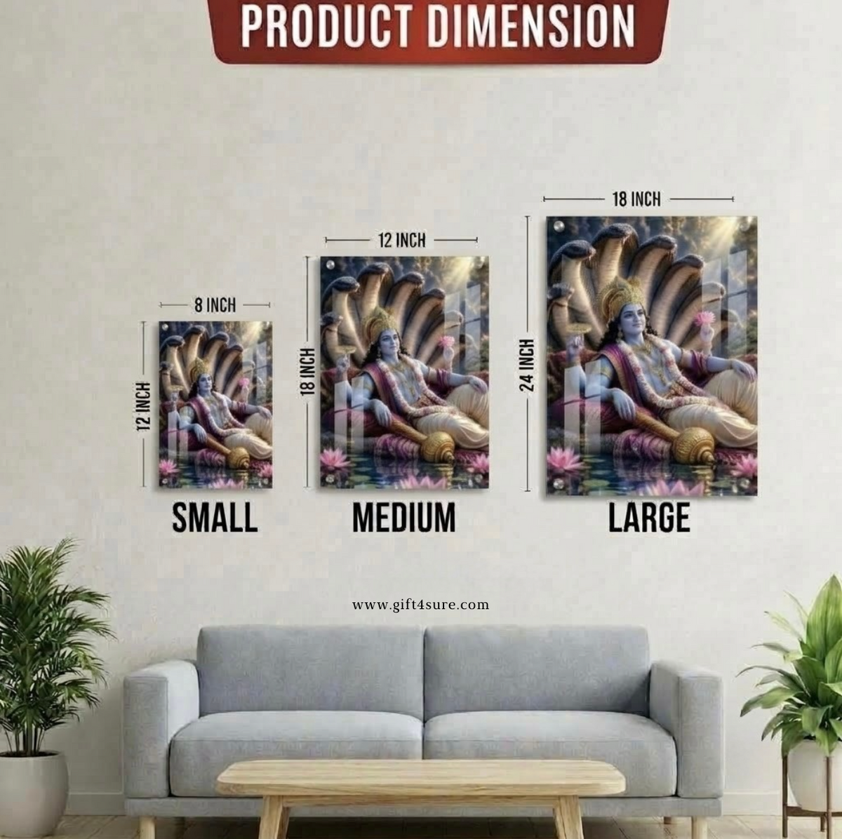 LORD VISHNU UV-PRINTED ACRYLIC WALL FRAME