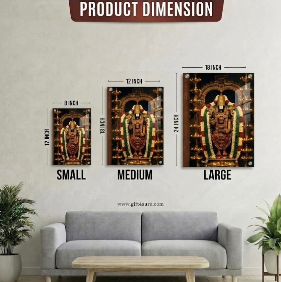 TIRUPATI BALAJI ACRYLIC UV PRINTED WALL FRAME