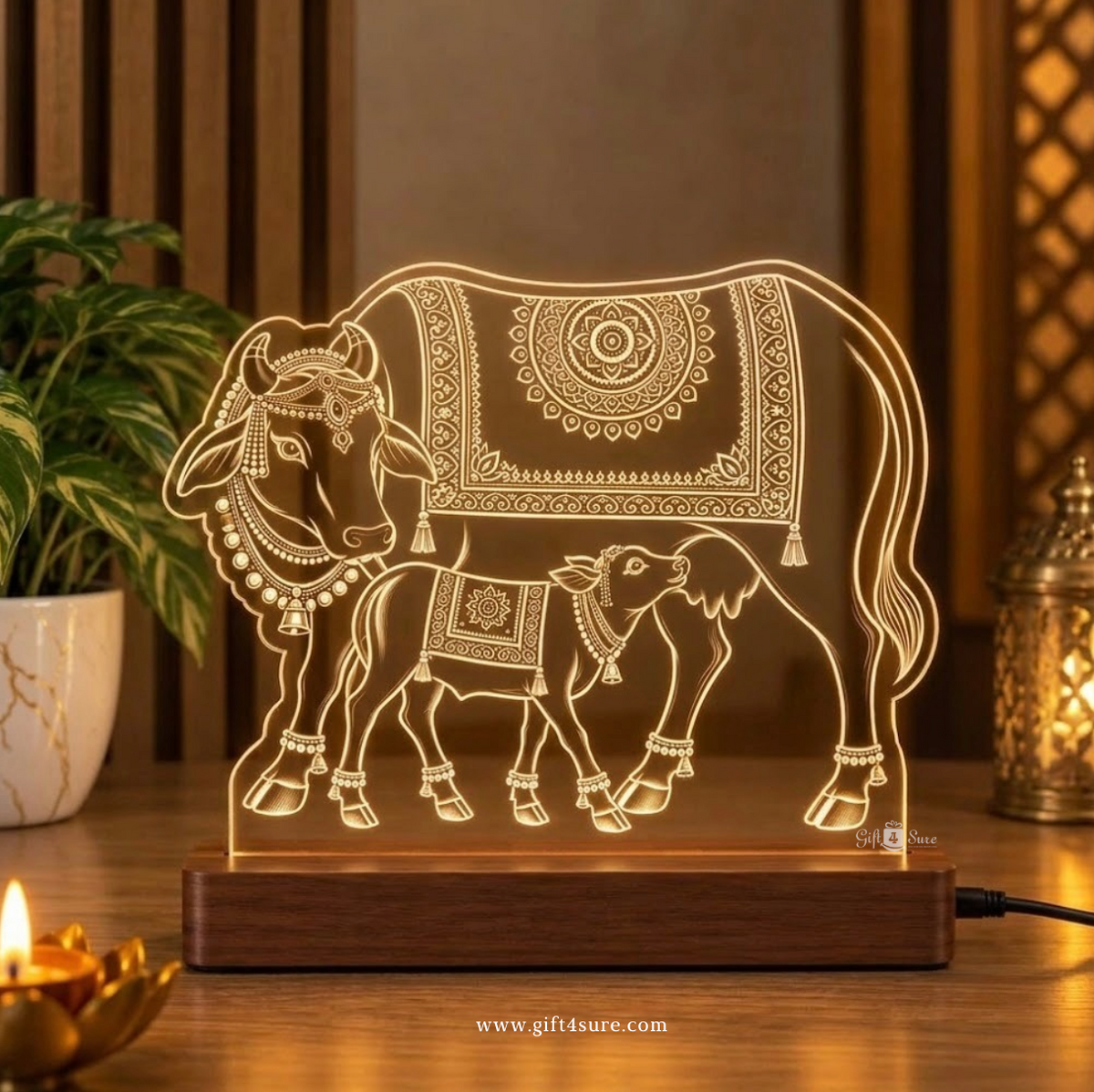 KAMDHENU COW ACRYLIC LED LAMP