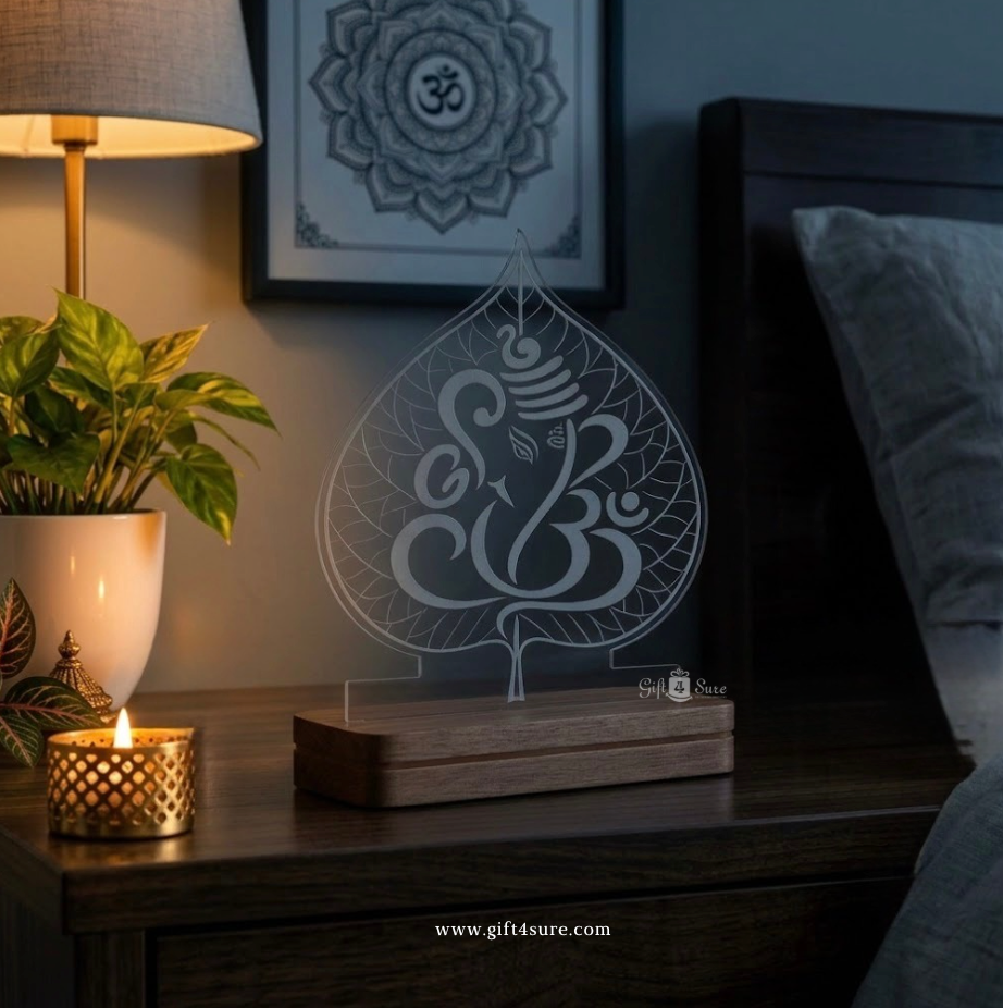 LORD GANESHA LEAF ACRYLIC LED LAMP