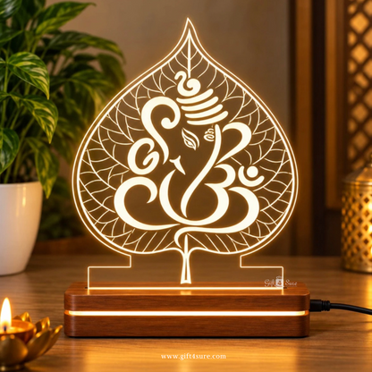 LORD GANESHA LEAF ACRYLIC LED LAMP