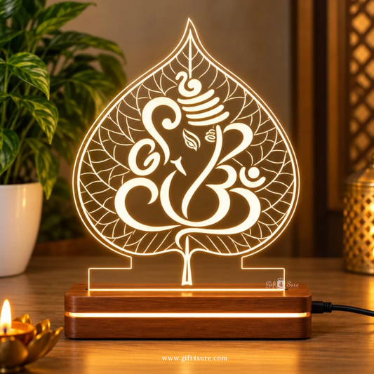 LORD GANESHA LEAF ACRYLIC LED LAMP