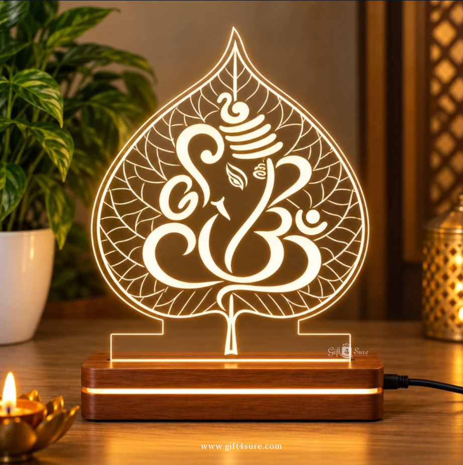 LORD GANESHA LEAF ACRYLIC LED LAMP