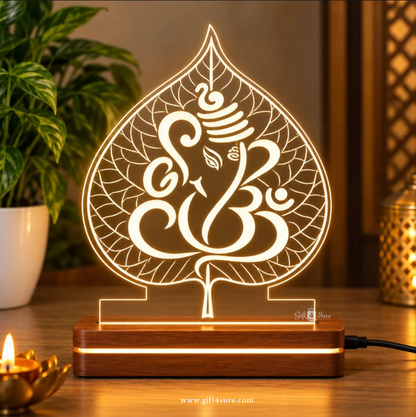 LORD GANESHA LEAF ACRYLIC LED LAMP