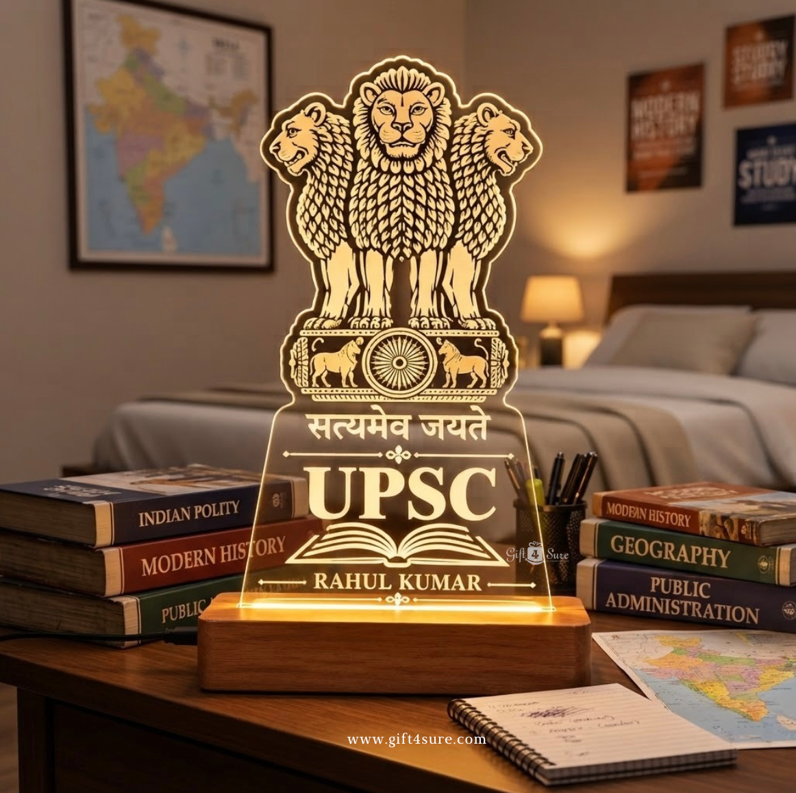 PERSONALISED UPSC ASPIRANT ACRYLIC LED LAMP