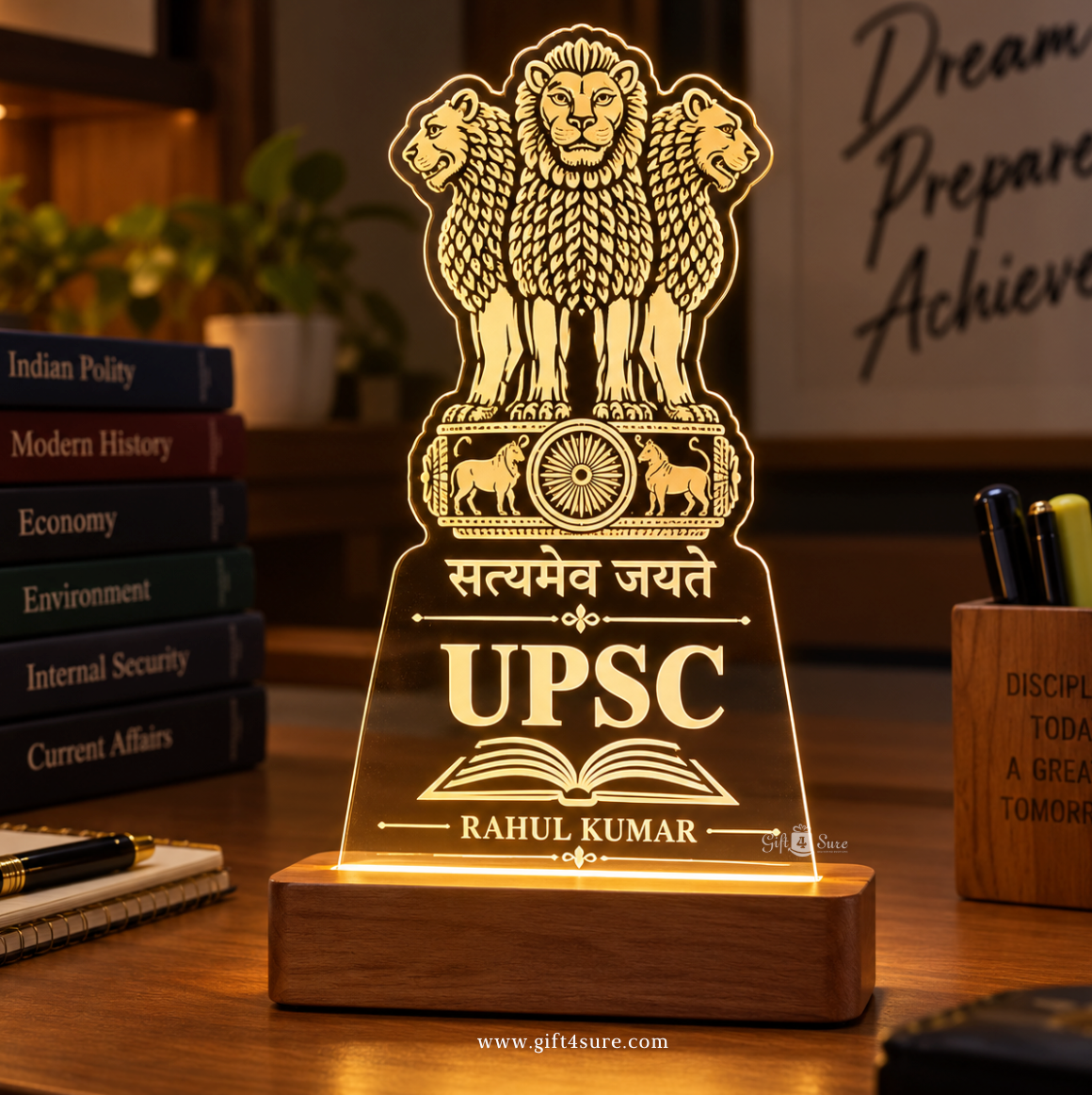 PERSONALISED UPSC ASPIRANT ACRYLIC LED LAMP