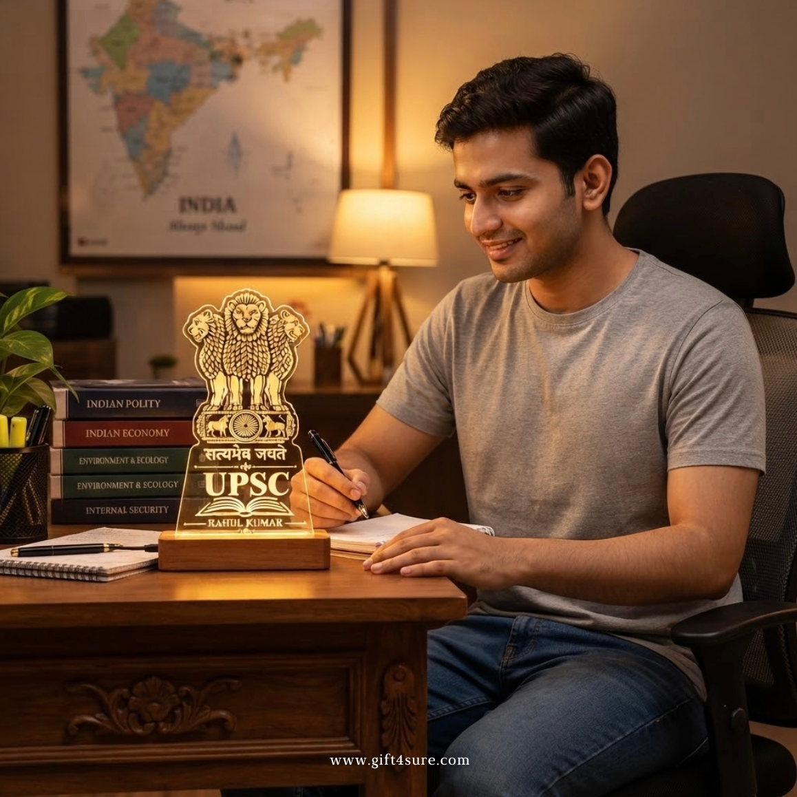 PERSONALISED UPSC ASPIRANT ACRYLIC LED LAMP