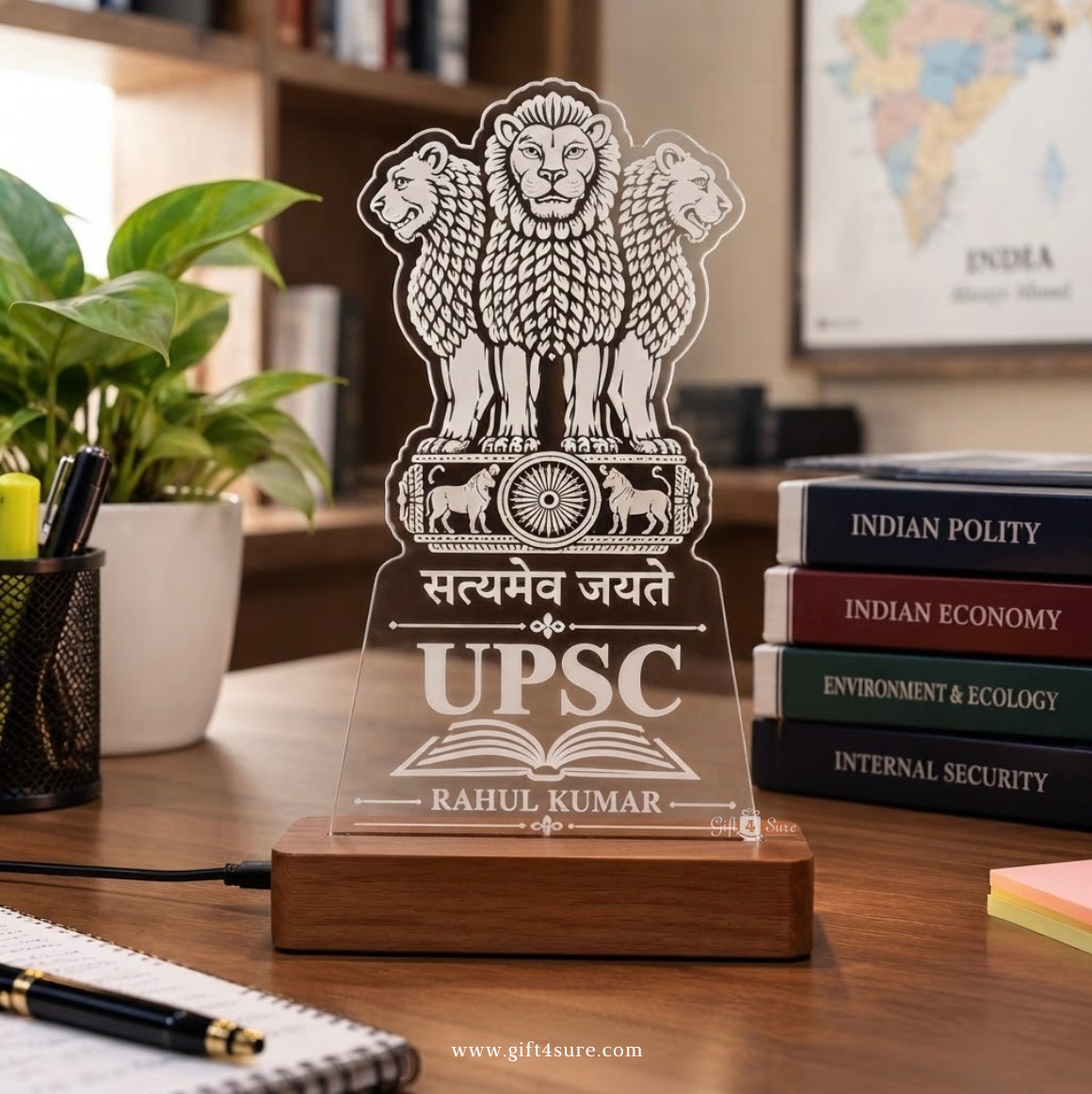 PERSONALISED UPSC ASPIRANT ACRYLIC LED LAMP