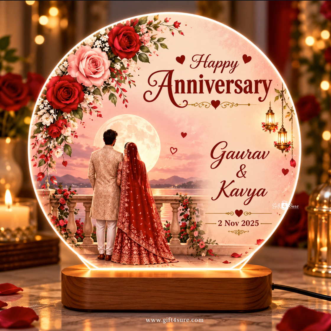 PERSONALISED WEDDING ANNIVERSARY ACRYLIC LED LAMP