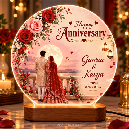 PERSONALISED WEDDING ANNIVERSARY ACRYLIC LED LAMP