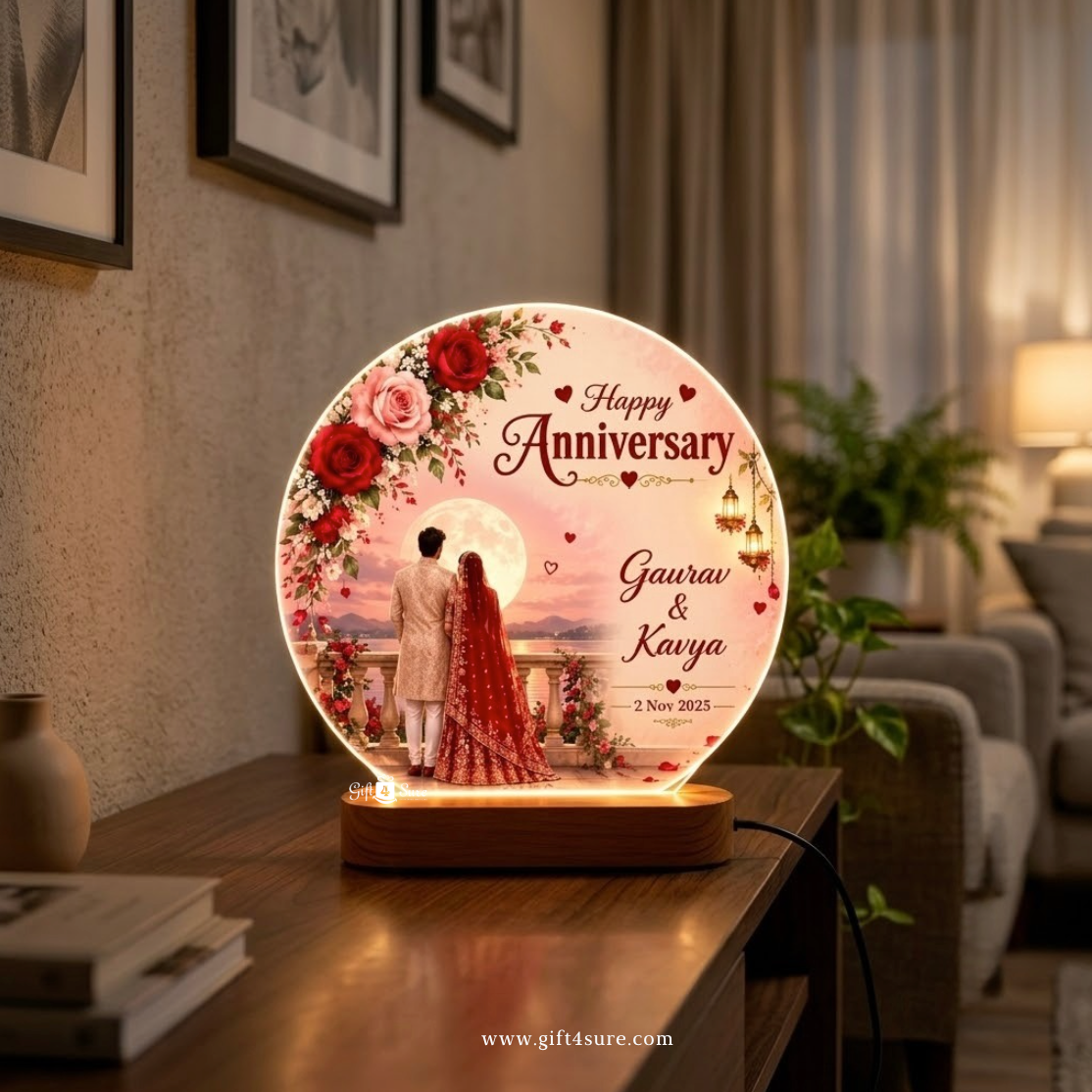 PERSONALISED WEDDING ANNIVERSARY ACRYLIC LED LAMP