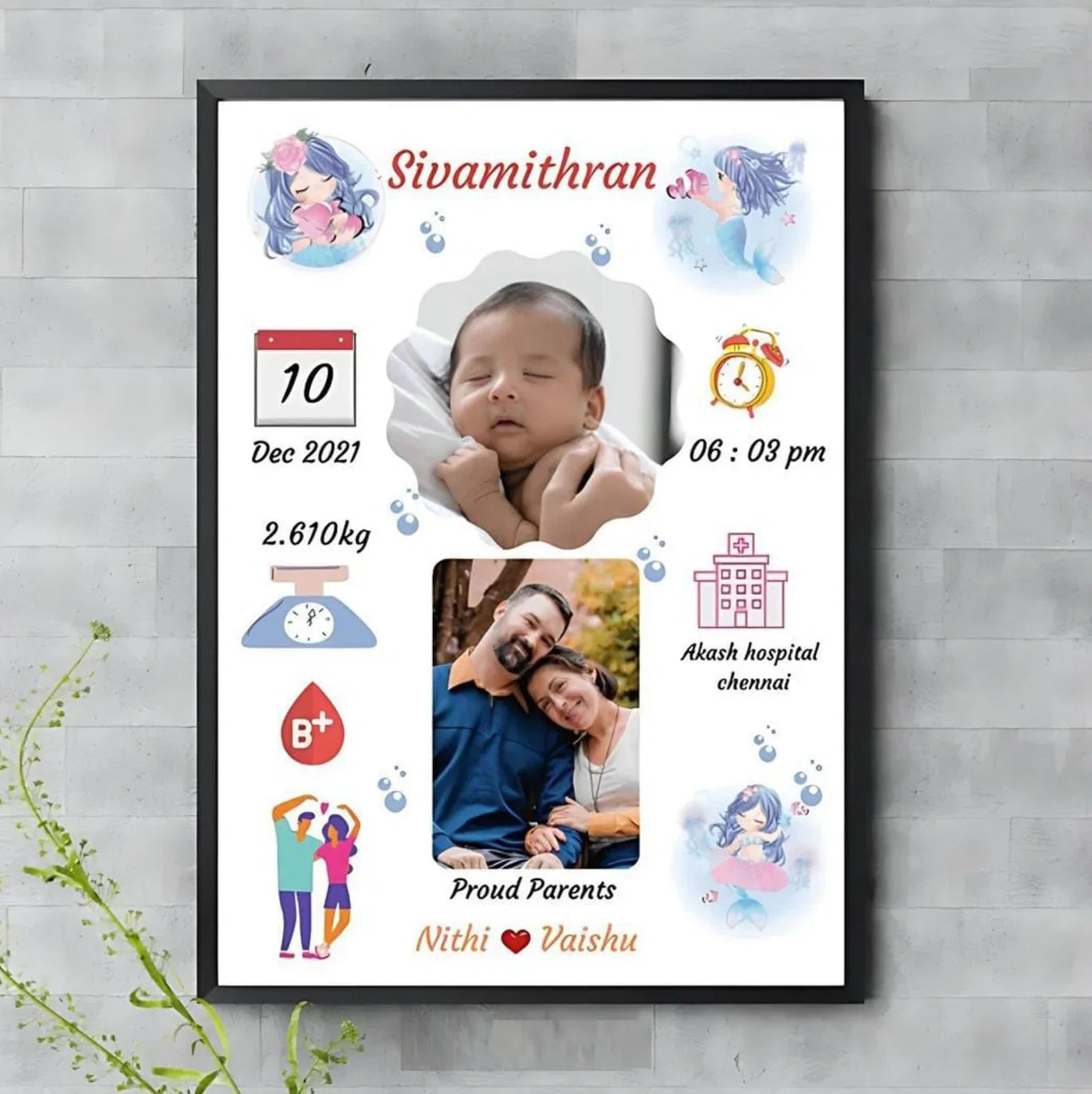 🎁 BABY BIRTH PHOTO FRAME - 4 (100% off)