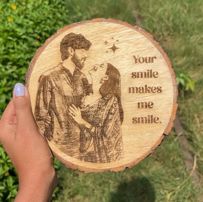 NATURAL WOODEN SLICE PHOTO FRAME