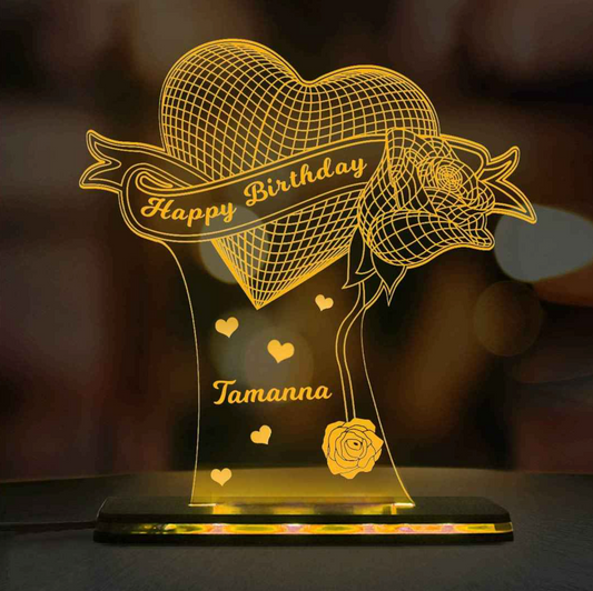 BIRTHDAY HEART ACRYLIC LAMP - MULTICOLOR