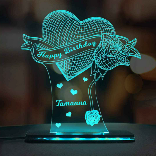 BIRTHDAY HEART ACRYLIC LAMP - MULTICOLOR