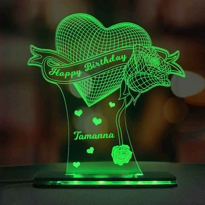 BIRTHDAY HEART ACRYLIC LAMP - MULTICOLOR