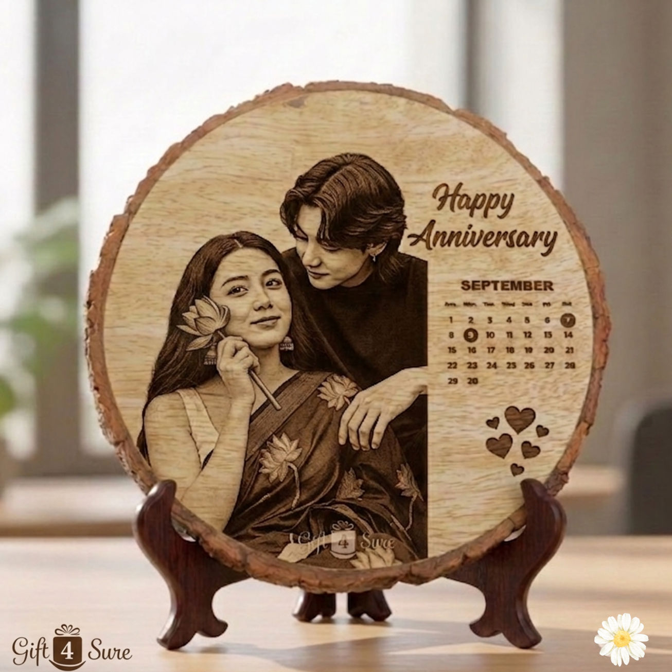 NATURAL WOODEN SLICE PHOTO FRAME