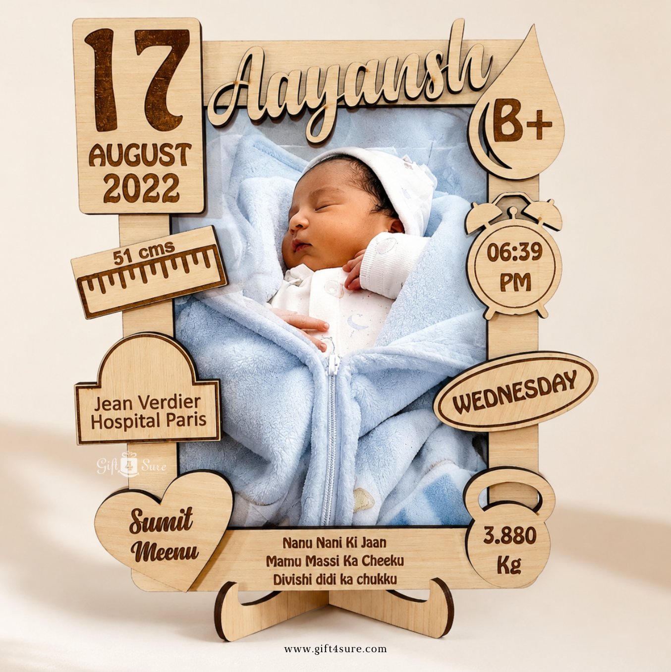 WOODEN BABY PHOTO FRAME