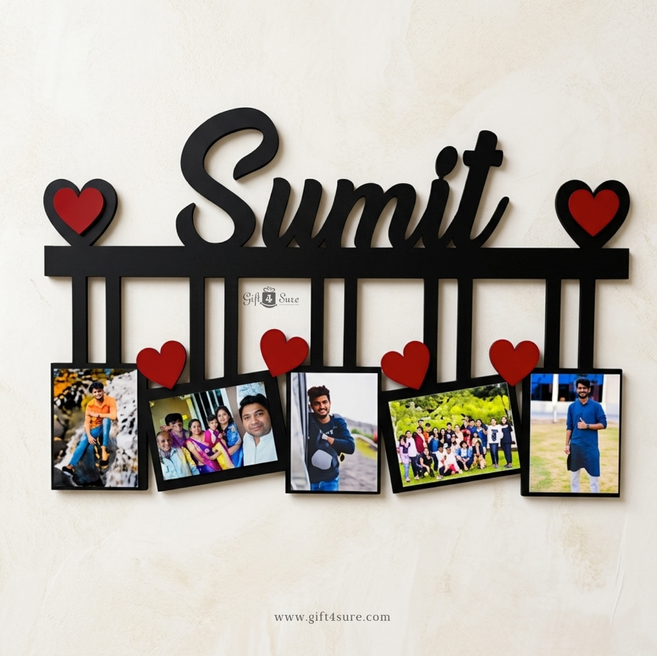 WOODEN PHOTO COLLAGE WITH NAME